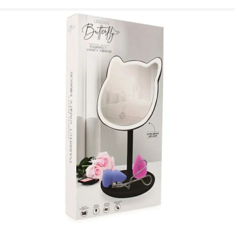 New! Black Cat Kitty LED Mirror! Adorable!